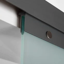 Schulte Porte Coulissante Complète 90x203 - Rail Noir -porte Vitrée - Verre Sablé - Poignée Barre-double Softclose- Porte Coulissante