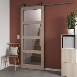 GoodHome Porte coulissante Connemara vitrée H.204 x l.83 cm- Porte Coulissante
