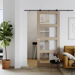 GoodHome Porte coulissante Connemara vitrée H.204 x l.83 cm- Porte Coulissante