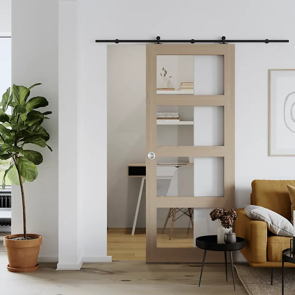 GoodHome Porte coulissante Connemara vitrée H.204 x l.83 cm- Porte Coulissante