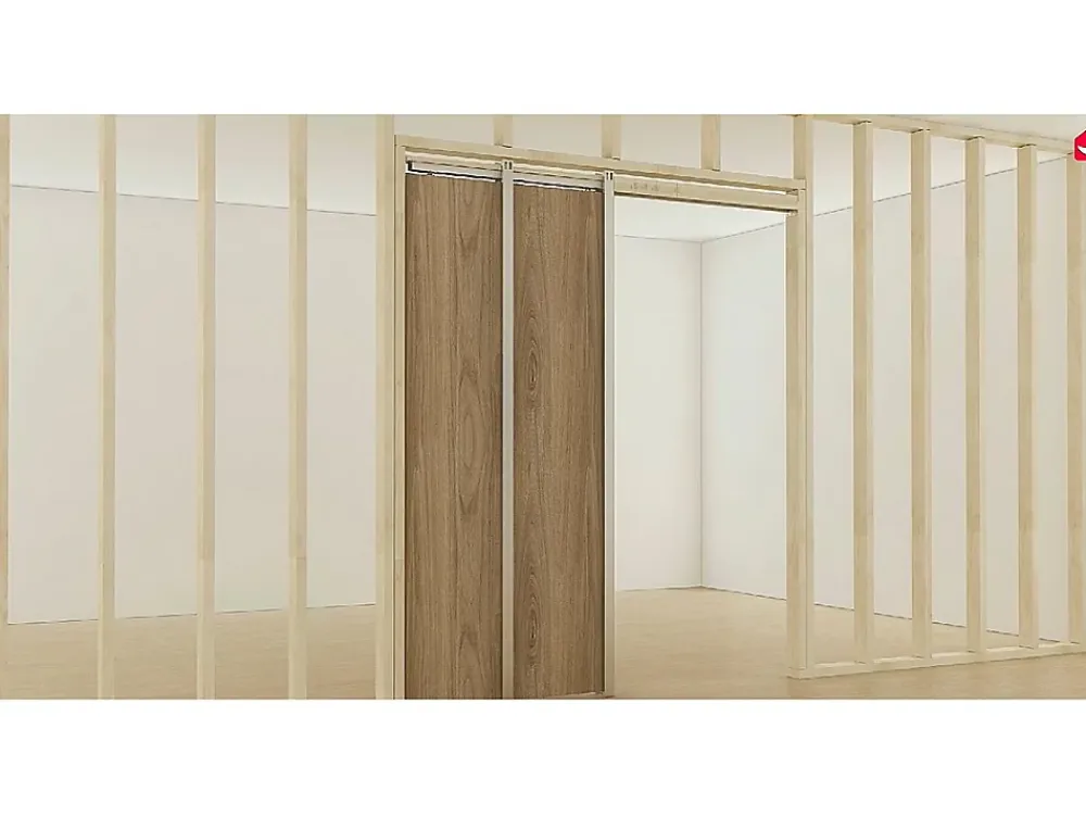 Vente-unique Porte Coulissante<Porte coulissante double avec système à galandage en aluminium et verre trempé - 2 x H205 x L63 cm - WILDEN II