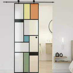 Aurys Porte Coulissante<Porte coulissante en verre seule (rail non inclus) - MONDO OPAQUE - H. 204 x L. 73 - Fabrication Française NORMANDIE