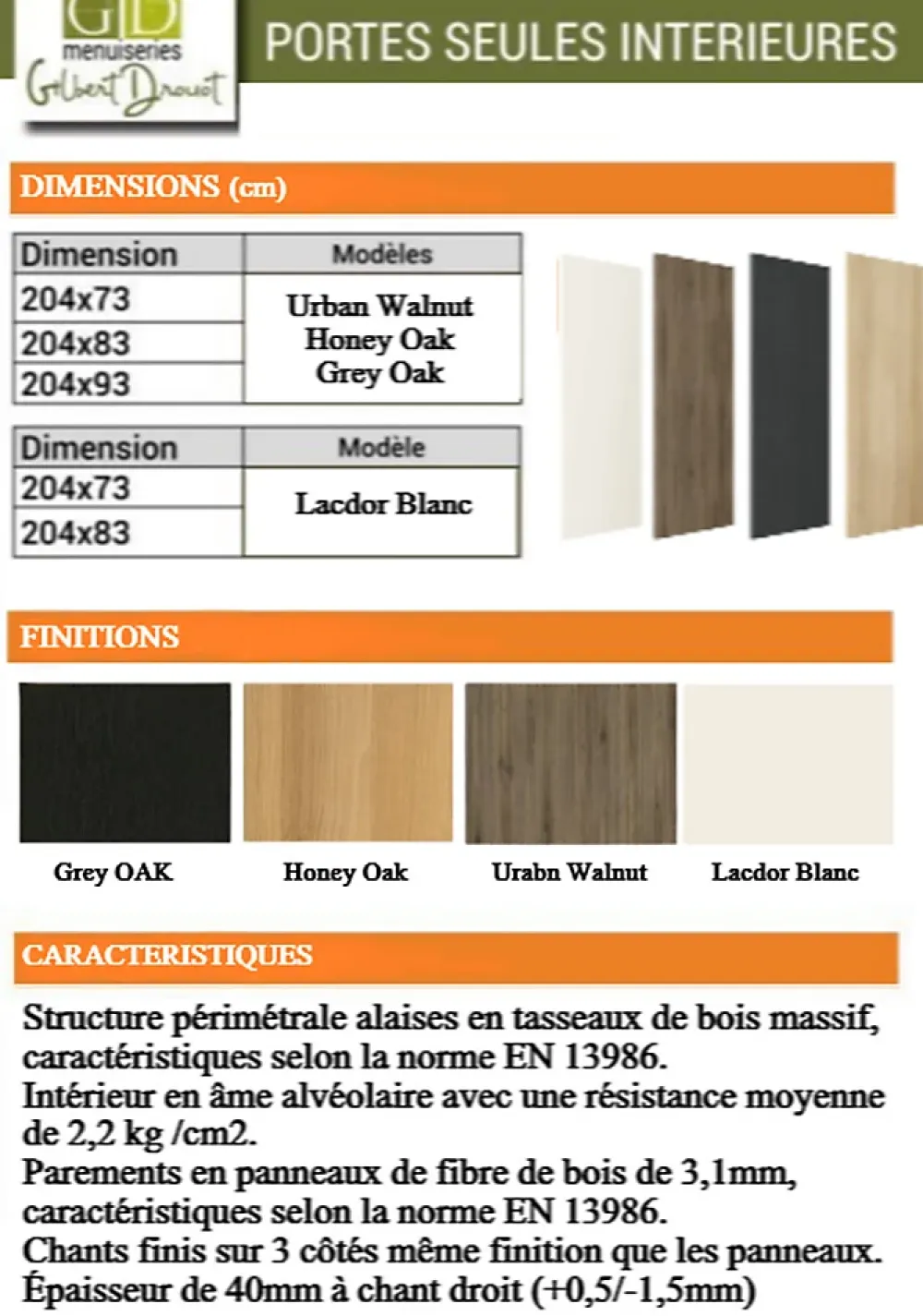 Gd Menuiseries Porte Coulissante<Porte Coulissante Honey Oak H204 X L73