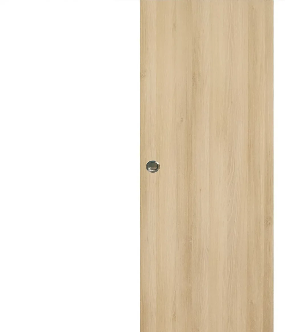 Gd Menuiseries Porte Coulissante<Porte Coulissante Honey Oak H204 X L83, Rail Alu Bandeau Blanc, Coquilles