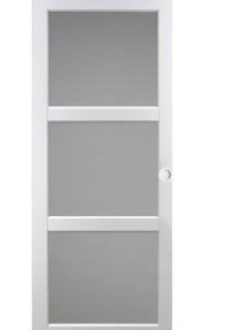 Gd Menuiseries Porte Coulissante Kenya Blanc Vitrée H204 X L73, Rail Alu, Coquilles Blanc- Porte Coulissante