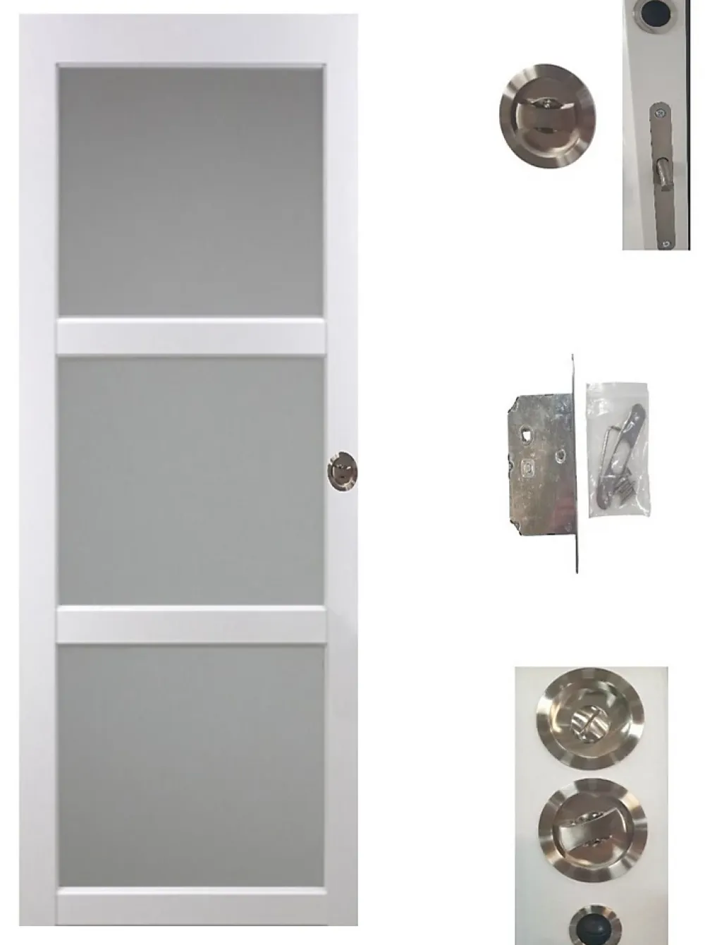 Gd Menuiseries Porte Coulissante Kenya Blanc Vitrée H204 X L83, Serrure Condamnation- Porte Coulissante