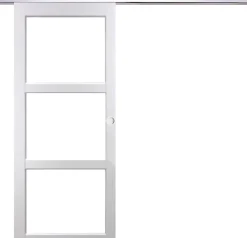 Gd Menuiseries Porte Coulissante<Porte Coulissante Kenya Blanc Vitrage Transparent H204 X L73, Rail Alu, Coquilles Blanc