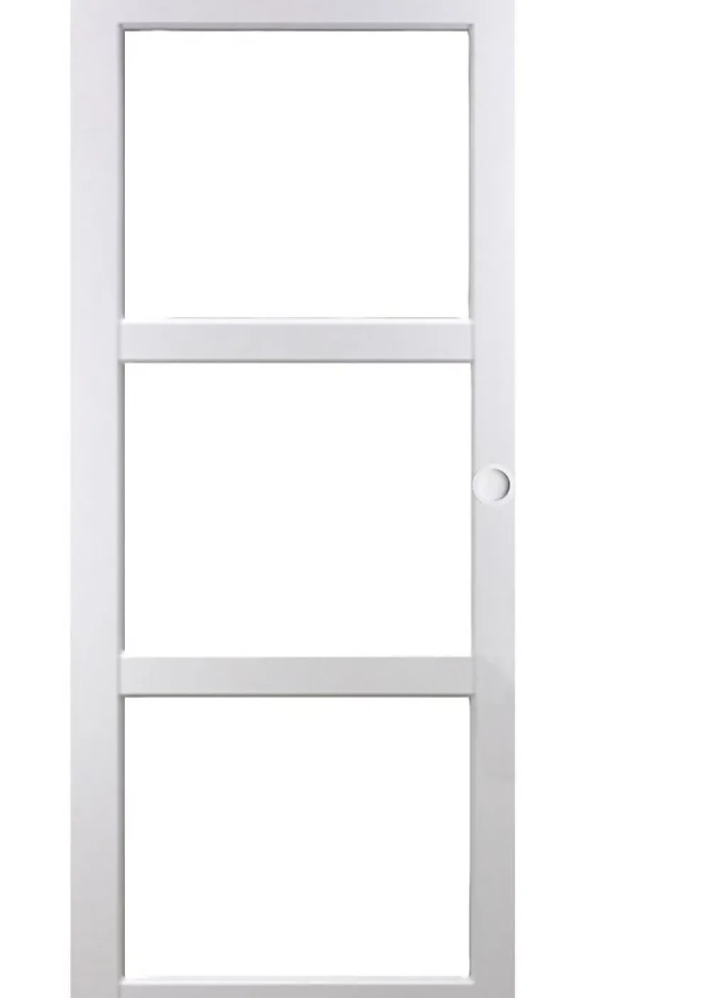 Gd Menuiseries Porte Coulissante<Porte Coulissante Kenya Blanc Vitrage Transparent H204 X L73, Rail Alu, Coquilles Blanc