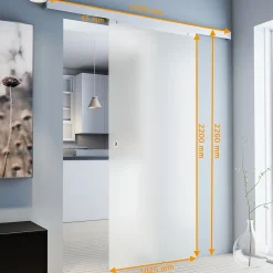 Schulte Porte Coulissante<Porte Coulissante En Verre - 102x220 - Décor Opaque - Poignée Ronde + Double Amortisseur Softclose