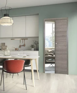 Porte coulissante Summa gris clair H.204 x l.83 cm- Porte Coulissante