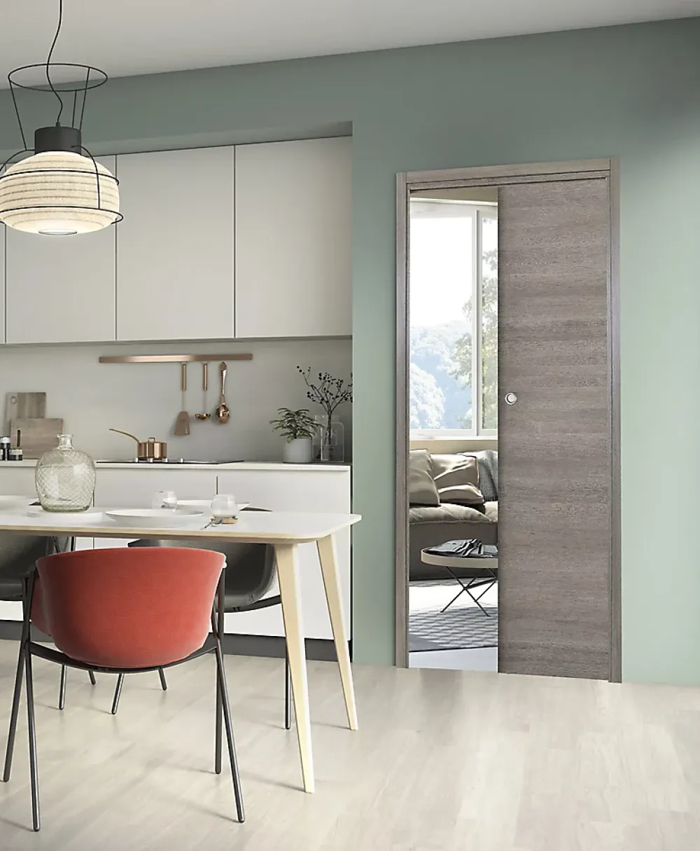 Porte coulissante Summa gris clair H.204 x l.73 cm- Porte Coulissante