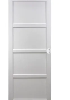 Gd Menuiseries Porte Coulissante<Porte Coulissante Tamera Blanc 4 Panneaux H204 X L73, Rail Alu Bandeau Blanc, Coquilles Blanc