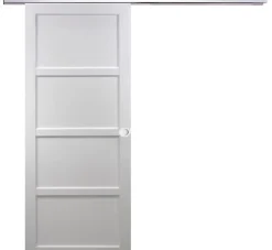 Gd Menuiseries Porte Coulissante<Porte Coulissante Tamera Blanc 4 Panneaux H204 X L93, Rail Alu, Coquilles Blanc