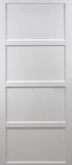 Gd Menuiseries Porte Coulissante Tamera Blanc 4 Panneaux H204 X L73, Rail Alu Bandeau Blanc, Coquilles- Porte Coulissante