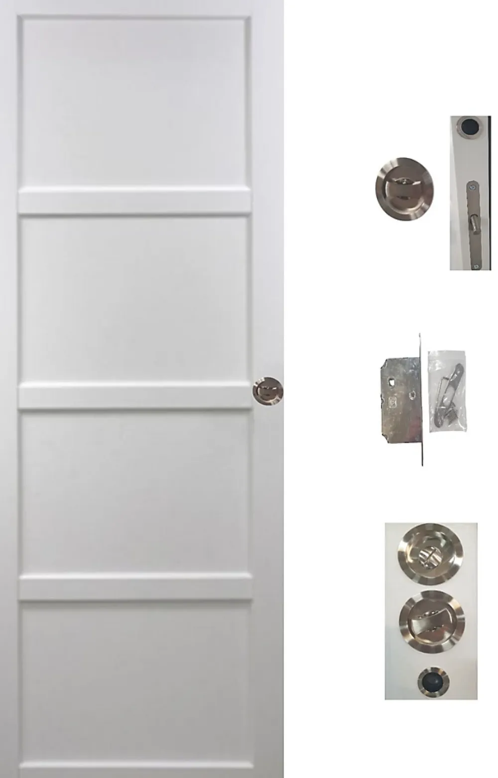 Gd Menuiseries Porte Coulissante<Porte Coulissante Tamera Blanc 4 Panneaux H204 X L83, Serrure Condamnation