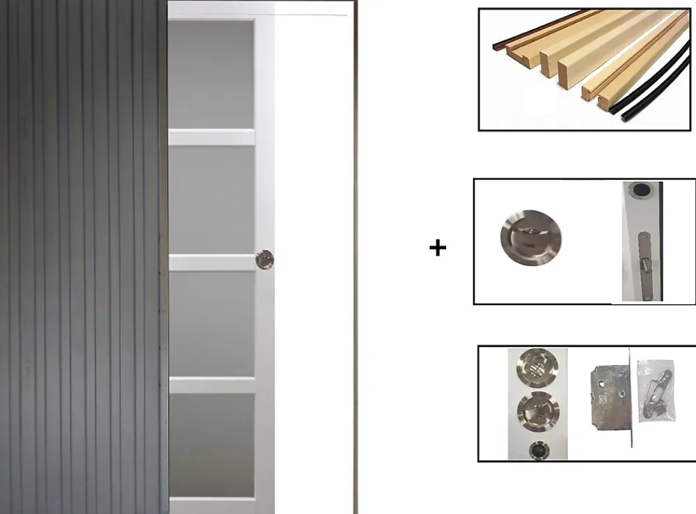 Gd Menuiseries Porte Coulissante<Porte Coulissante Tana Blanc Vitrée H204 X L83, Galandage, Kit Finition