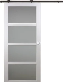 Gd Menuiseries Porte Coulissante Tana Blanc Vitrée H204 X L93, Rail Roulettes, Coquilles Blanc- Porte Coulissante
