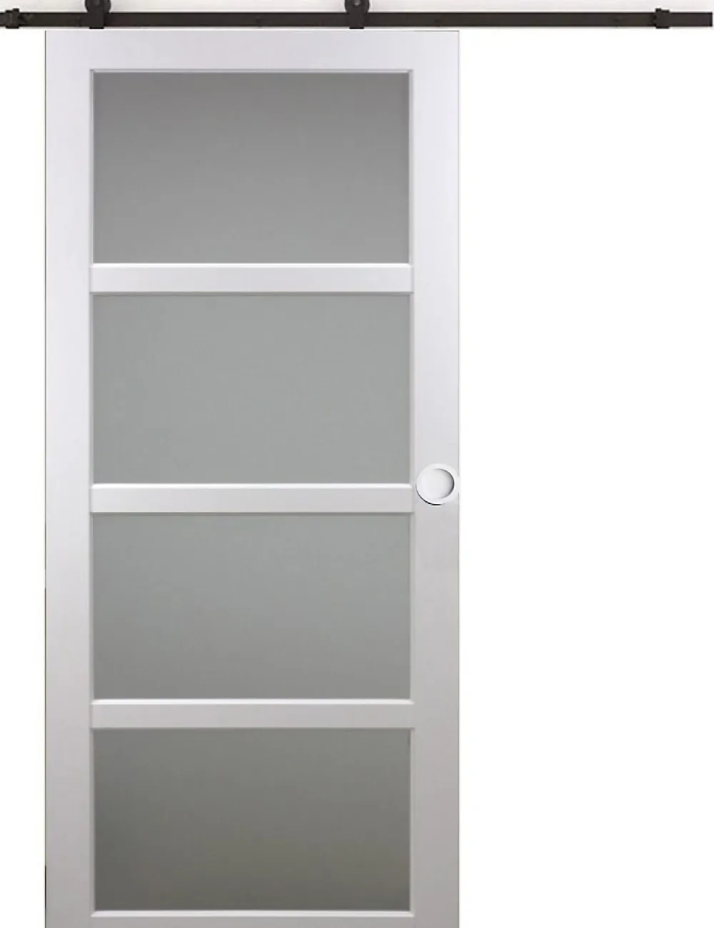 Gd Menuiseries Porte Coulissante Tana Blanc Vitrée H204 X L93, Rail Roulettes, Coquilles Blanc- Porte Coulissante