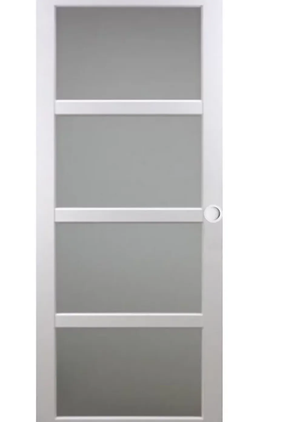 Gd Menuiseries Porte Coulissante Tana Blanc Vitrée H204 X L63, Rail Alu Bandeau Blanc, Coquilles Blanc- Porte Coulissante