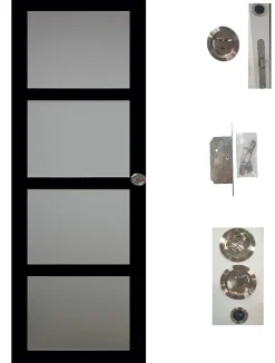 Gd Menuiseries Porte Coulissante<Porte Coulissante Telia Noir Vitrée H204 X L83, Galandage, Kit De Finition