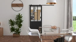 Porte Coulissante<Porte coulissante vitrée esprit atelier noir H.204 x l.73 cm