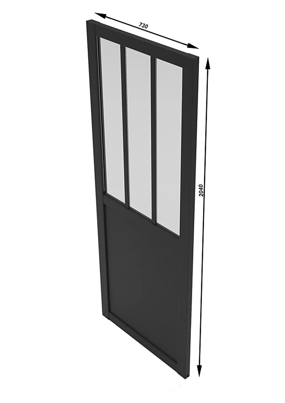 Porte Coulissante<Porte coulissante vitrée esprit atelier noir H.204 x l.73 cm