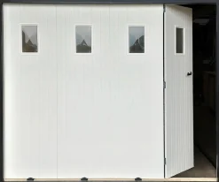 GoodHome Porte De Garage Coulissante<Porte de garage coulissante PVC, 4 vantaux, blanc, L.240 x h.200