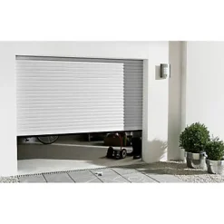 PROTECTA Porte de garage enroulable motorisée en aluminium Agathe blanche - L.240 x h.200 cm (pré-montée)- Porte De Garage Enroulable