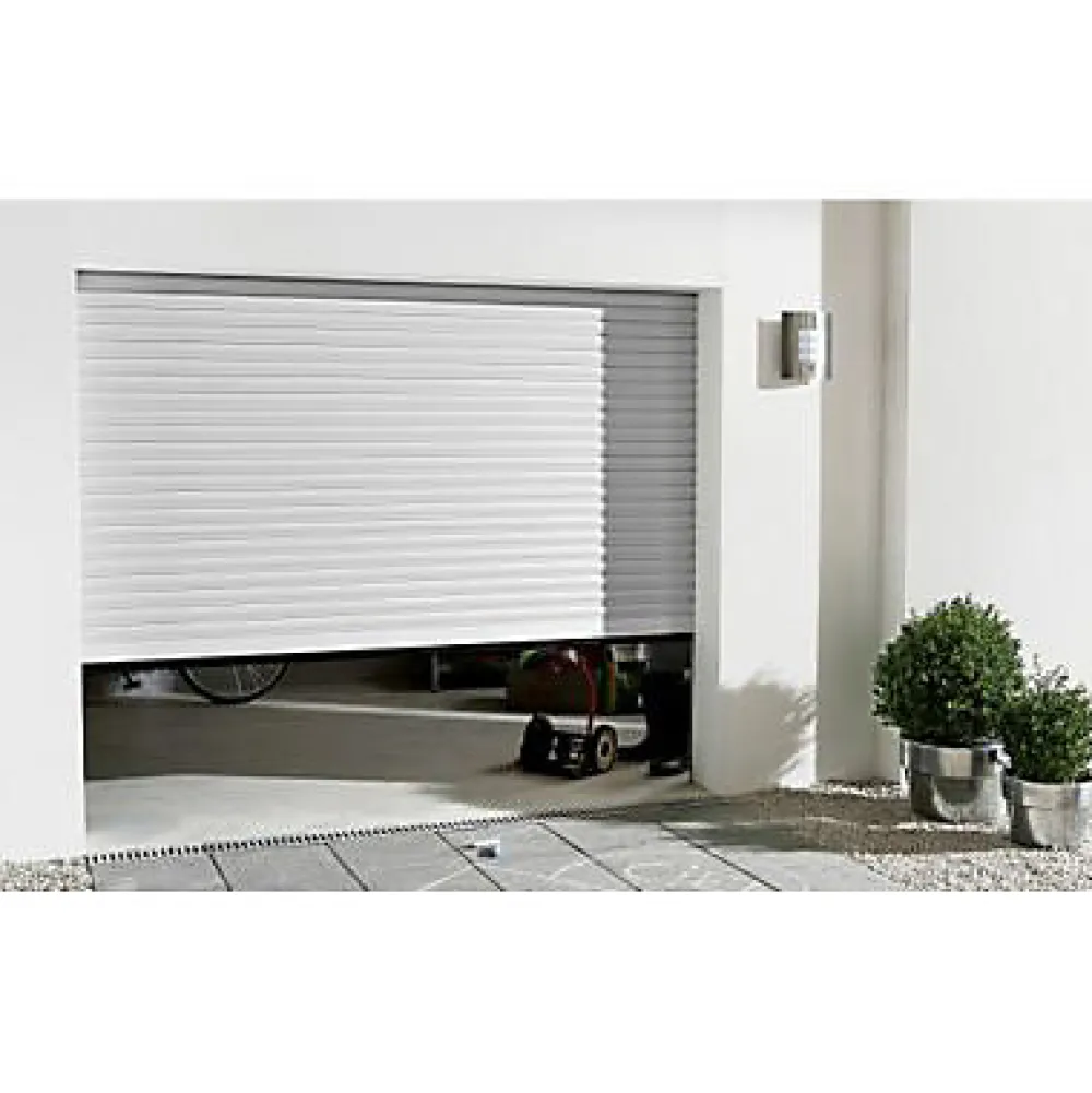 PROTECTA Porte de garage enroulable motorisée en aluminium Agathe blanche - L.240 x h.200 cm (pré-montée)- Porte De Garage Enroulable