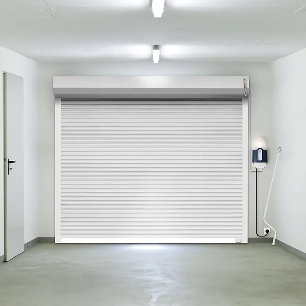 PROTECTA Porte de garage enroulable motorisée en aluminium Agathe blanche - L.240 x h.200 cm (pré-montée)- Porte De Garage Enroulable