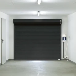 PROTECTA Porte de garage enroulable motorisée aluminium Agathe gris - L.240 x h.200 cm (pré-montée)- Porte De Garage Enroulable