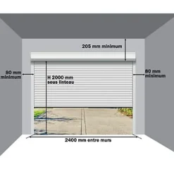 PROTECTA Porte de garage enroulable motorisée aluminium Agathe gris - L.240 x h.200 cm (pré-montée)- Porte De Garage Enroulable
