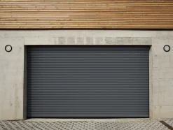 Protecta Porte de garage motorisée enroulable aluminium Ambre Gris H.200 x L.240 cm- Porte De Garage Enroulable