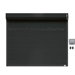 Protecta Porte de garage motorisée enroulable aluminium Ambre Gris H.200 x L.240 cm- Porte De Garage Enroulable