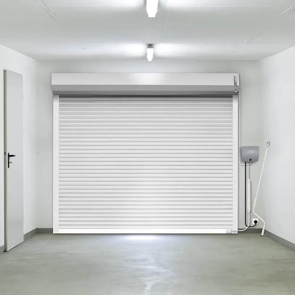 Protecta Porte de garage motorisée enroulable aluminium Ambre Blanc H.200 x L.300 cm- Porte De Garage Enroulable