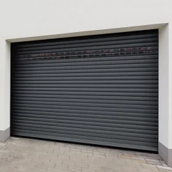 Protecta Porte de garage motorisée enroulable aluminium Ambre gris H.200 x L.253,2 cm avec hublots- Porte De Garage Enroulable