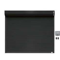 Protecta Porte de garage motorisée enroulable aluminium Ambre gris H.200 x L.253,2 cm avec hublots- Porte De Garage Enroulable