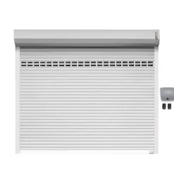 Protecta Porte de garage motorisée enroulable aluminium Ambre Blanc H.200 x L.300 cm avec hublots- Porte De Garage Enroulable