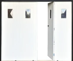 GoodHome Porte De Garage Pliante<Porte de garage pliante PVC, blanc, L.240 x h.200 cm