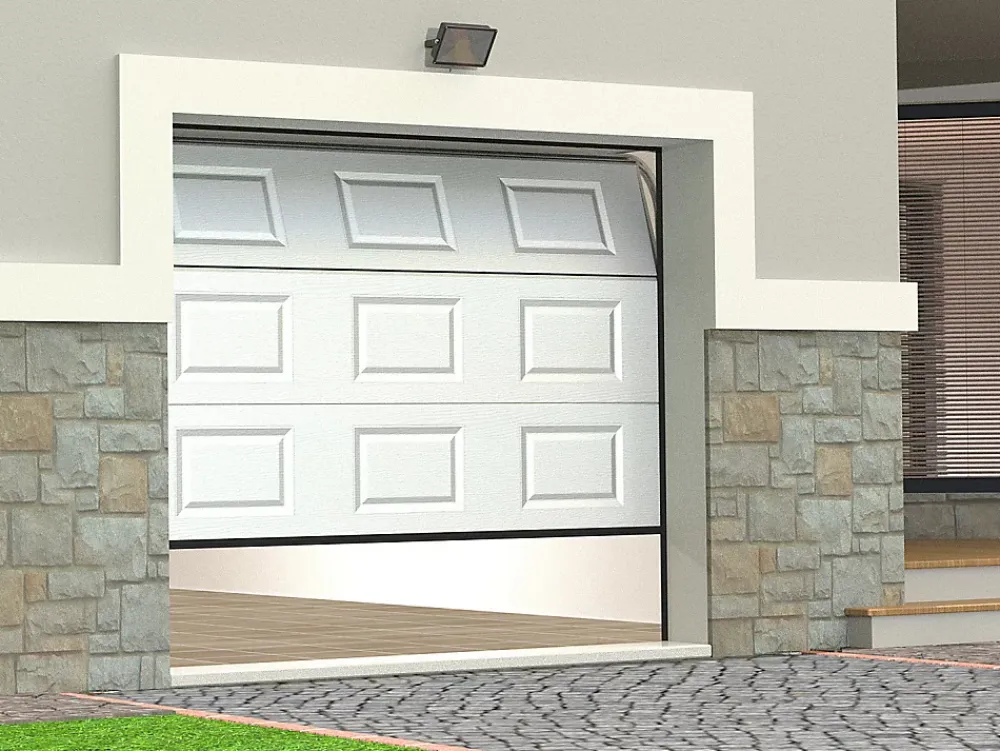 Vente-unique Porte De Garage Sectionnelle<Porte de garage sectionnelle à cassette blanc motorisée L254 x H218 cm - CAOPAS