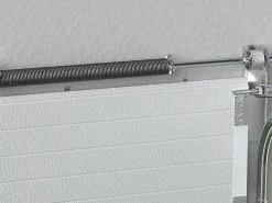 Vente-unique Porte De Garage Sectionnelle<Porte de garage sectionnelle effet bois blanc motorisée L254 x H218 cm - PRIETA