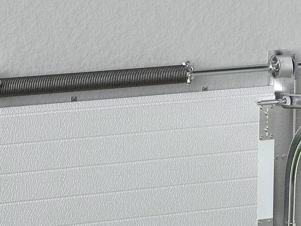 Vente-unique Porte De Garage Sectionnelle<Porte de garage sectionnelle effet bois blanc motorisée L254 x H218 cm - PRIETA