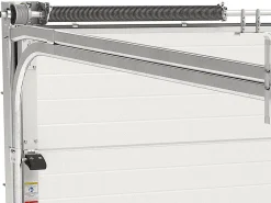 Vente-unique Porte de garage sectionnelle effet rainuré gris motorisée L254 x H218 cm - NORIA- Porte De Garage Sectionnelle