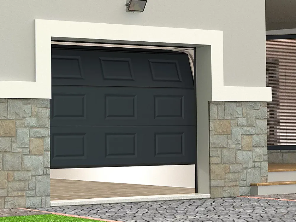 Vente-unique Porte De Garage Sectionnelle<Porte de garage sectionnelle à cassette anthracite motorisée L254 x H218 cm - CAOPAS