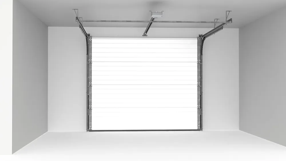 GoodHome Porte de garage sectionnelle à cassettes acier blanc RAL 9010 - L.240 x h.200 cm - motorisée (en kit)- Porte De Garage Sectionnelle