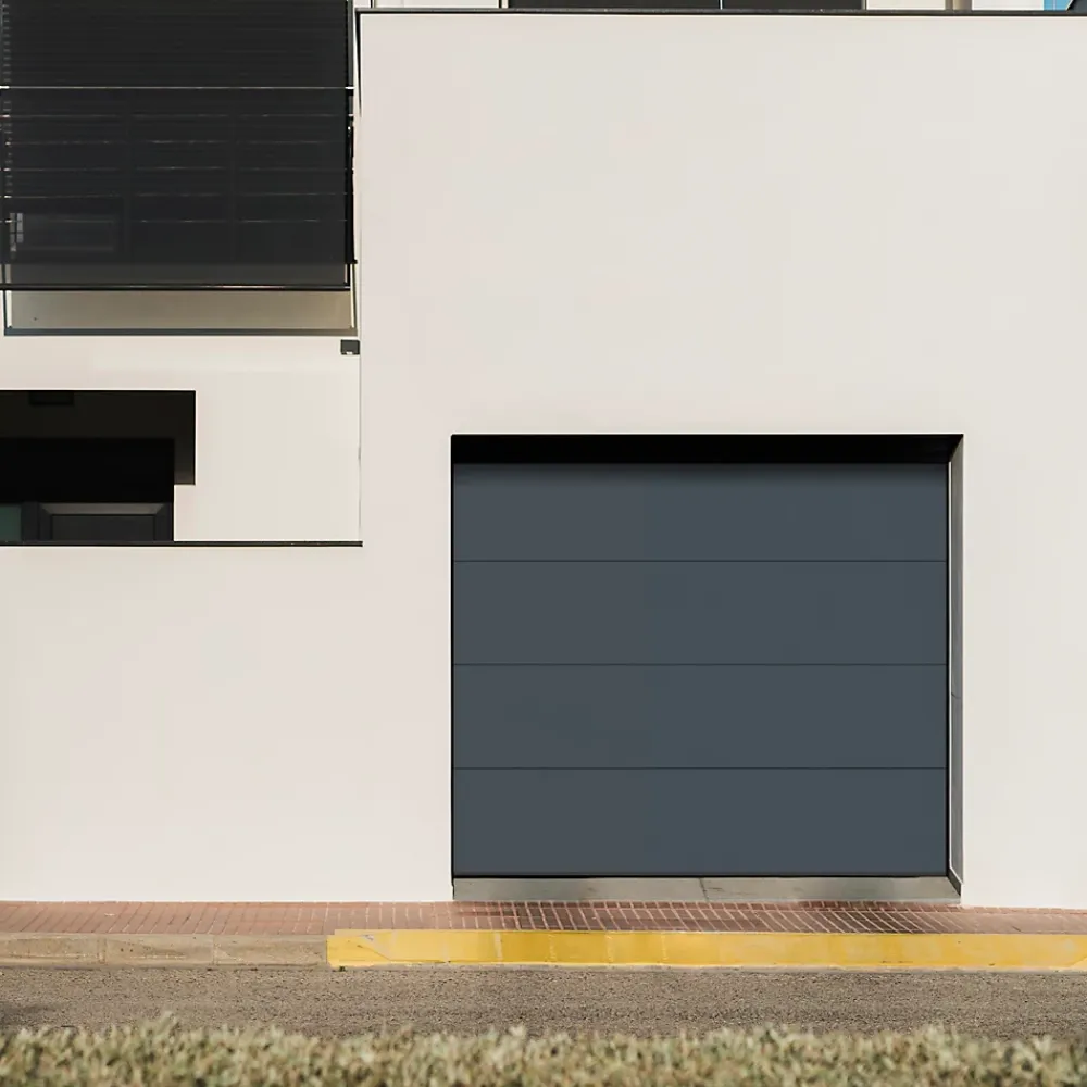 GoodHome Porte de garage sectionnelle acier gris RAL 7016 - L.240 x h.200 cm - motorisée (en kit)- Porte De Garage Sectionnelle