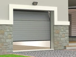Somfy Porte De Garage Sectionnelle<Porte de garage sectionnelle effet rainuré gris avec moteur L254 x H218 cm - NORIA
