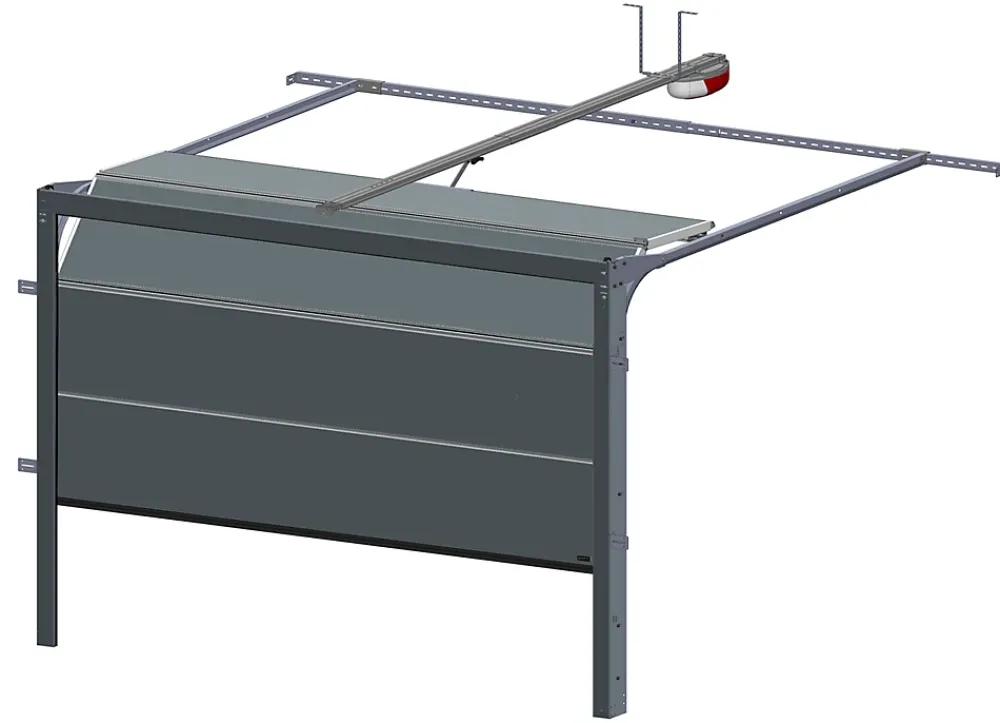 Spadone Porte de garage sectionnelle grise motorisée avec décors 4 arcs l.300 x H.200 cm x Ep.40 mm- Porte De Garage Sectionnelle
