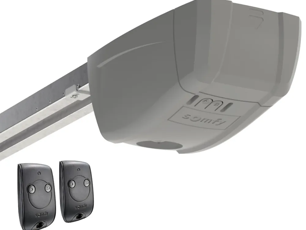 Somfy Porte De Garage Sectionnelle<Porte de garage sectionnelle effet rainuré anthracite avec moteur L254 x H218 cm - NORIA