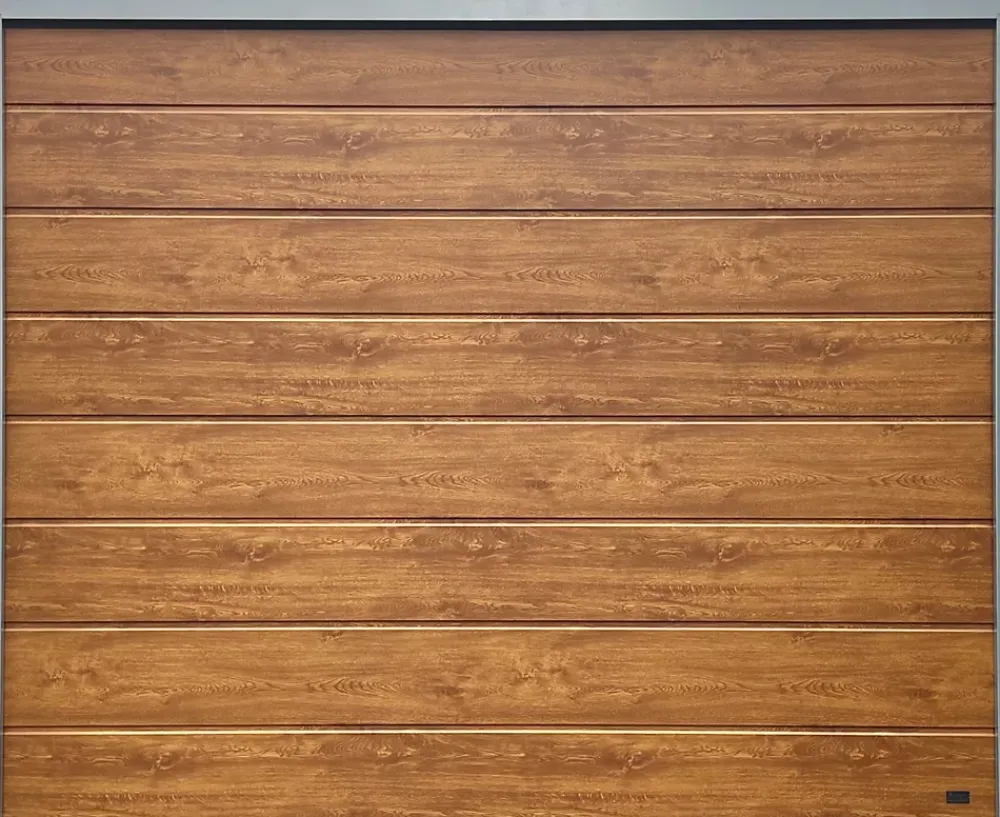 Spadone Porte de garage sectionnelle chêne doré motorisée l.240 x H.200 cm x Ep.40 mm- Porte De Garage Sectionnelle
